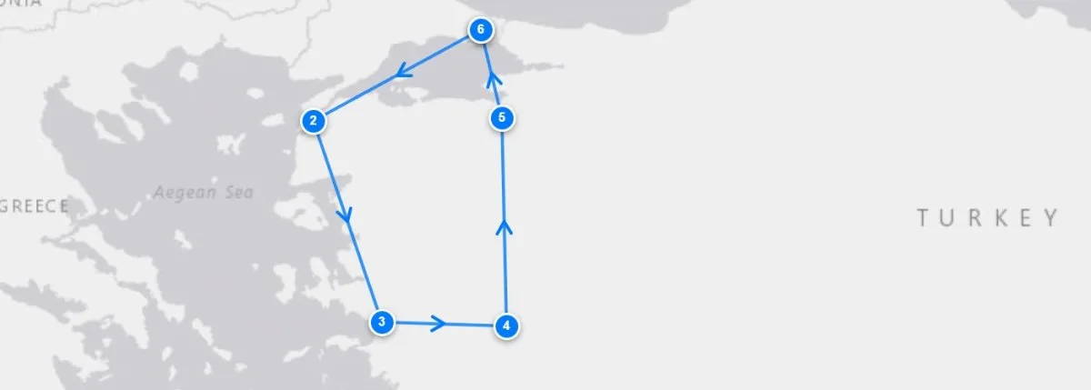Aegean Wonders route map